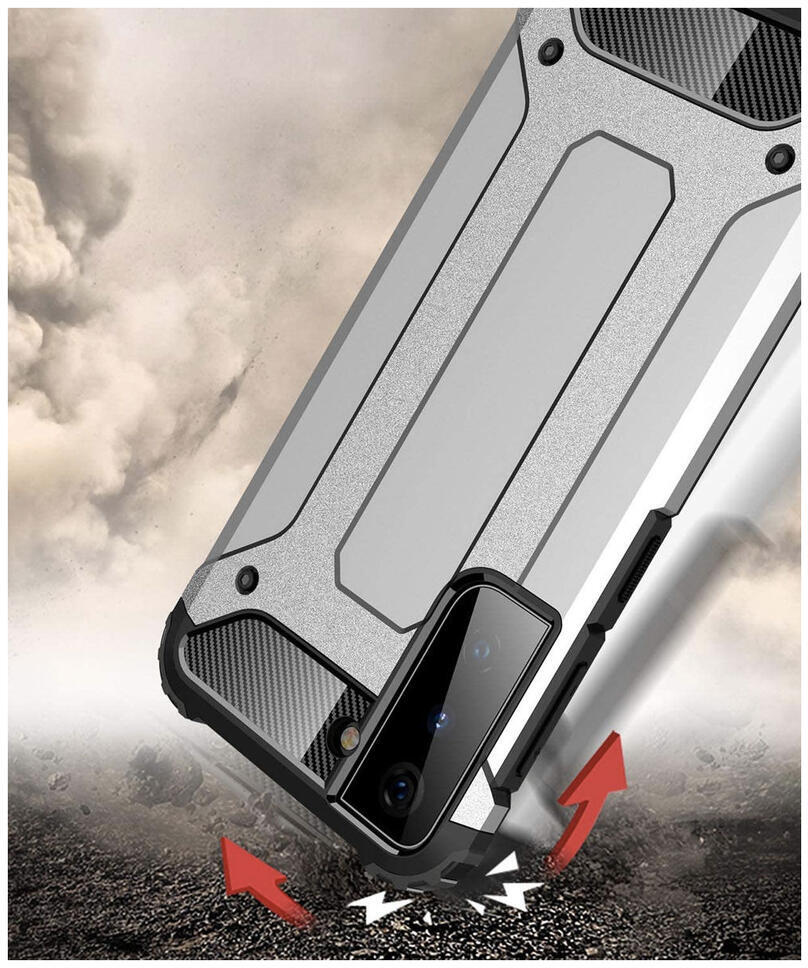 Samsung Galaxy S21 Hoesje Shock Proof Hybride Back Cover Zwart afbeelding 4