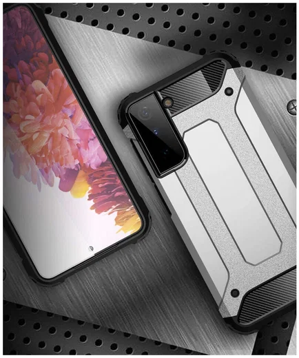 Samsung Galaxy S21 Hoesje Shock Proof Hybride Back Cover Zwart afbeelding 7
