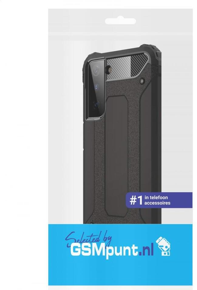 Samsung Galaxy S21 Hoesje Shock Proof Hybride Back Cover Zwart afbeelding 2