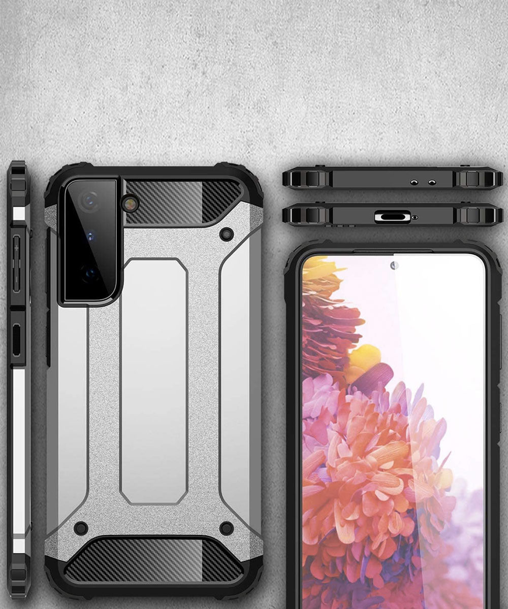 Samsung Galaxy S21 Hoesje Shock Proof Hybride Back Cover Blauw afbeelding 8