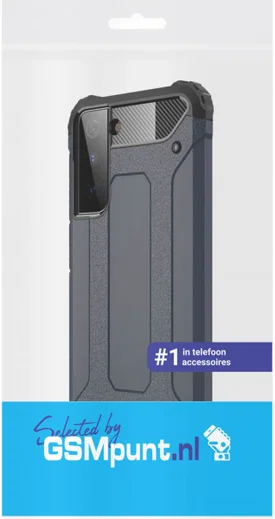 Samsung Galaxy S21 Hoesje Shock Proof Hybride Back Cover Blauw afbeelding 2