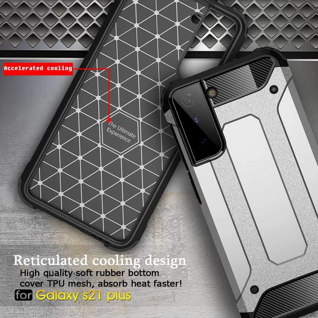 Samsung Galaxy S21 Plus Hoesje Shock Proof Hybride Back Cover Zwart afbeelding 5