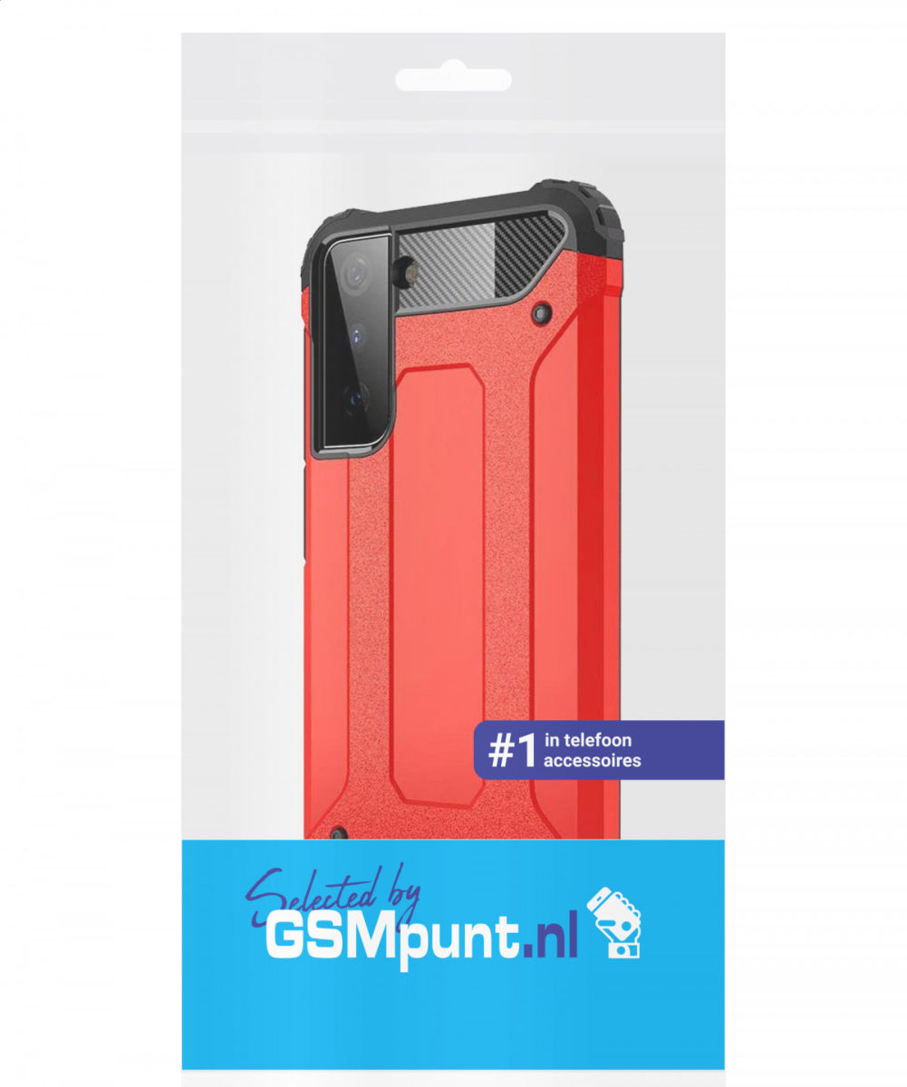 Samsung Galaxy S21 Plus Hoesje Shock Proof Hybride Back Cover Rood afbeelding 2