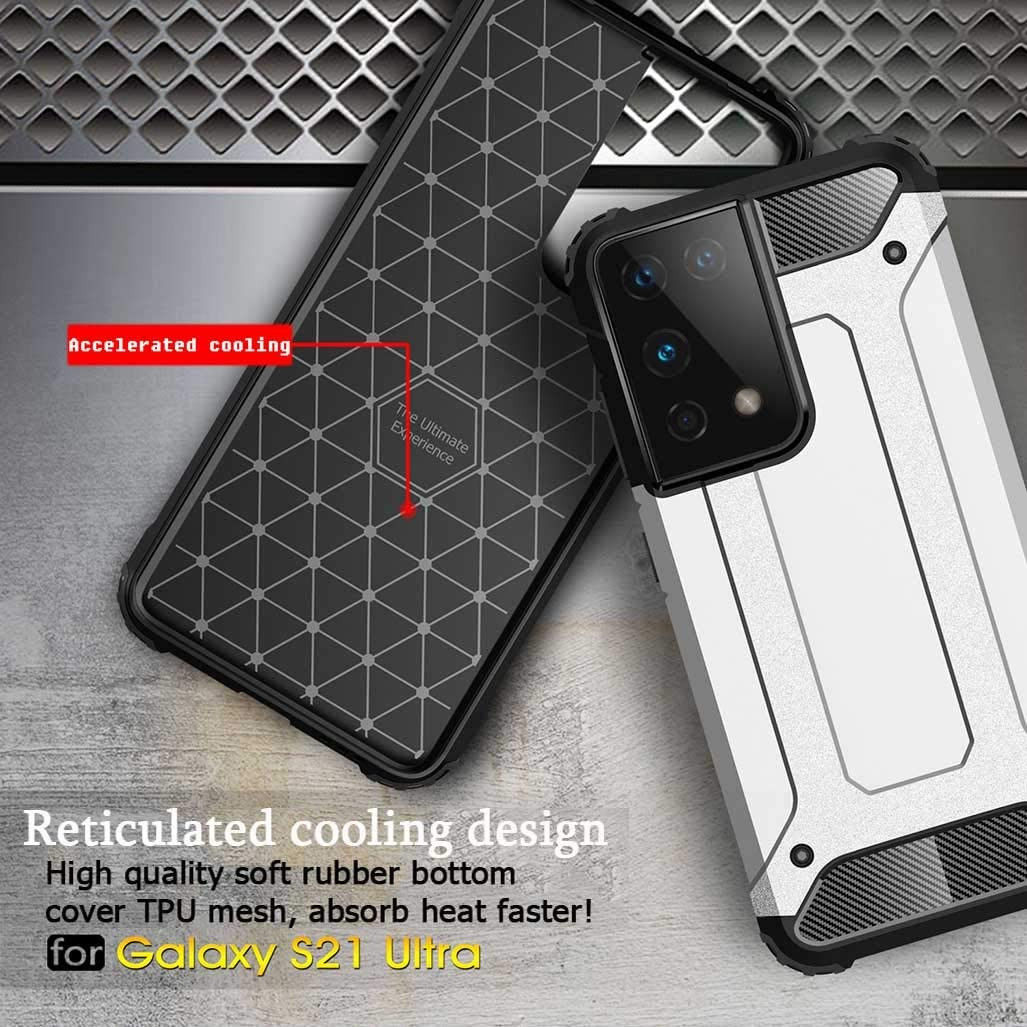 Samsung Galaxy S21 Ultra Hoesje Shock Proof Hybride Back Cover Zwart afbeelding 4