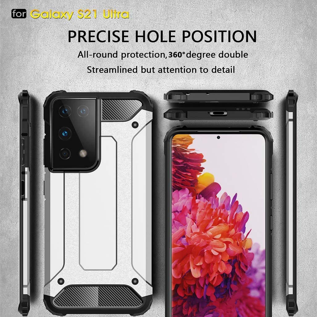 Samsung Galaxy S21 Ultra Hoesje Shock Proof Hybride Back Cover Zwart afbeelding 5