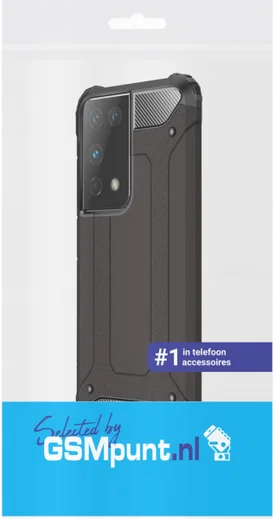 Samsung Galaxy S21 Ultra Hoesje Shock Proof Hybride Back Cover Zwart afbeelding 3
