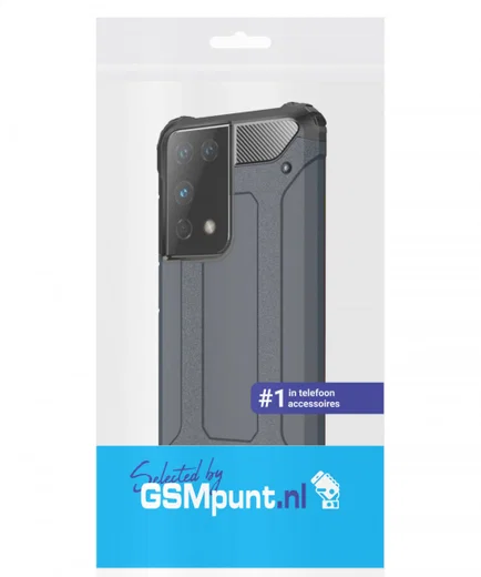 Samsung Galaxy S21 Ultra Hoesje Shock Proof Hybride Back Cover Blauw afbeelding 2