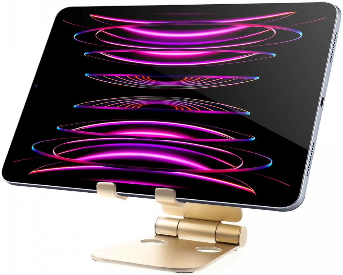 Universele Verstelbare Aluminium Houder Smartphone en Tablet Goud afbeelding 1