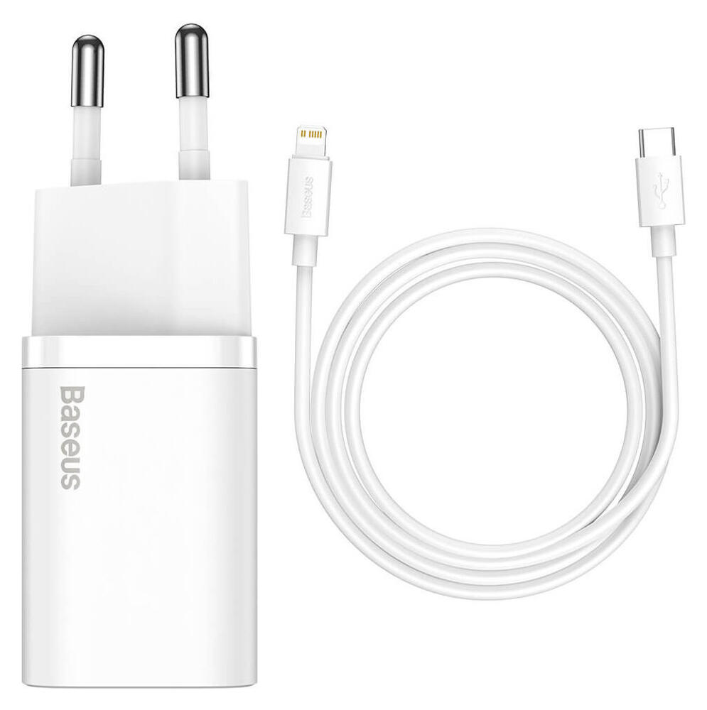 Baseus Snellader 20W PD + USB-C naar Apple Lightning Kabel 1M Wit afbeelding 1