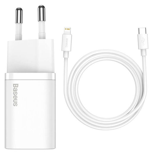 Baseus Snellader 20W PD + USB-C naar Apple Lightning Kabel 1M Wit afbeelding 1