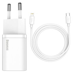 Baseus Snellader 20W PD + USB-C naar Apple Lightning Kabel 1M Wit afbeelding