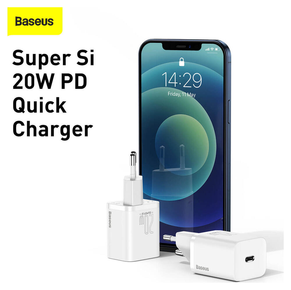 Baseus Snellader 20W PD + USB-C naar Apple Lightning Kabel 1M Wit afbeelding 5